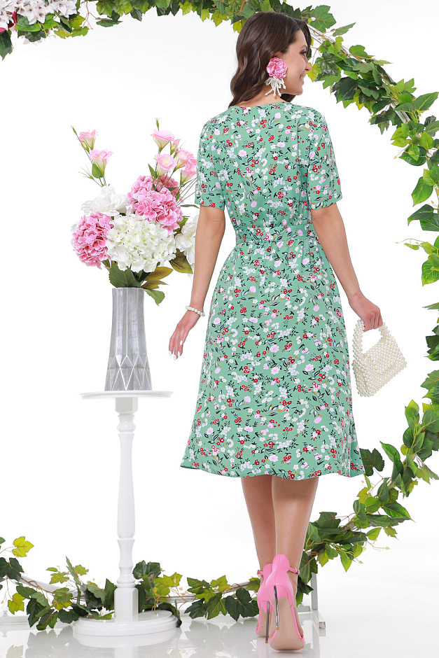 Мятное платье с цветочным принтом