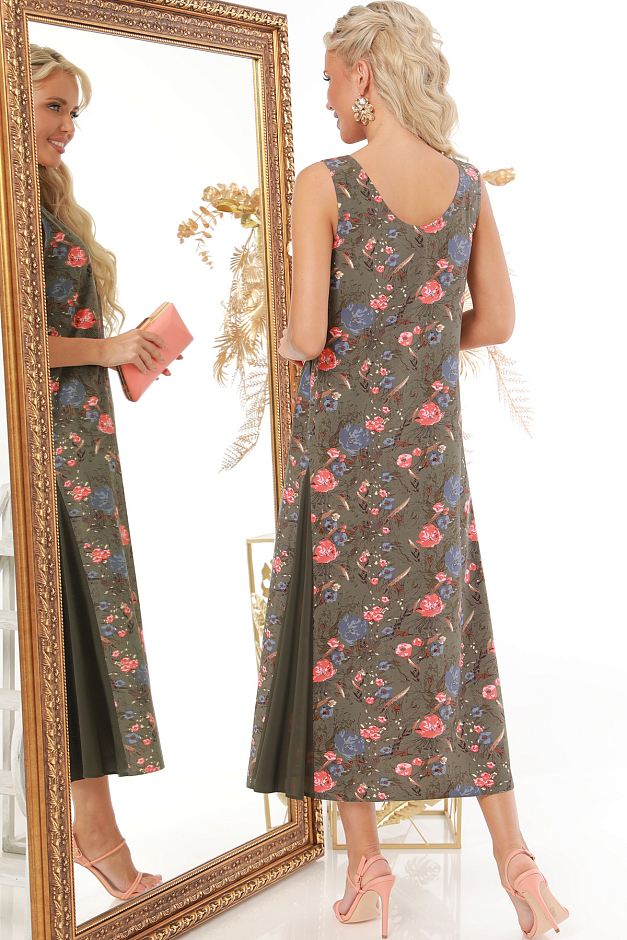 Платье без рукавов с шифоновыми клиньями