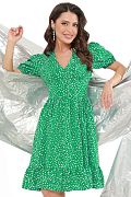 Платье зеленое в белый горошек 