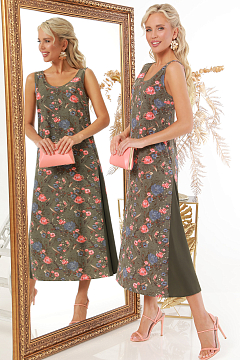 Платье без рукавов с шифоновыми клиньями