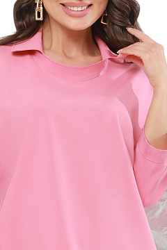 Блузка розовая со стойкой