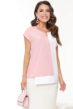 Блузка розовая с контрастной вставкой