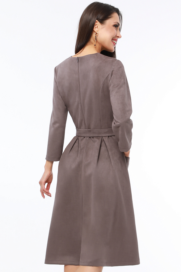 Платье замшевое коричневое с поясом