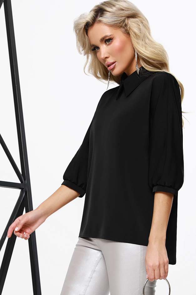 Блузка черная с цельнокроеным рукавом