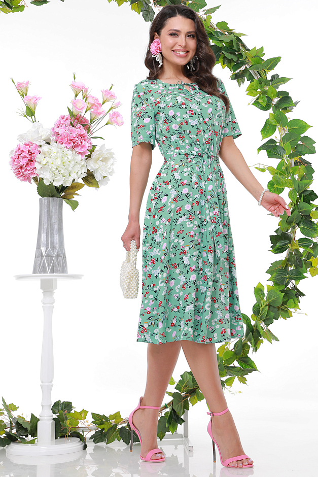 Мятное платье с цветочным принтом