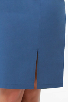 Юбка-карандаш серо-синяя с разрезом 