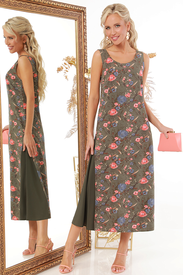 Платье без рукавов с шифоновыми клиньями